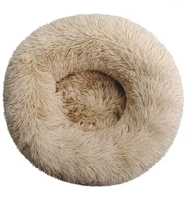 Round Plush Dog Bed – Soft Washable Calming Pet Bed (40–90cm)